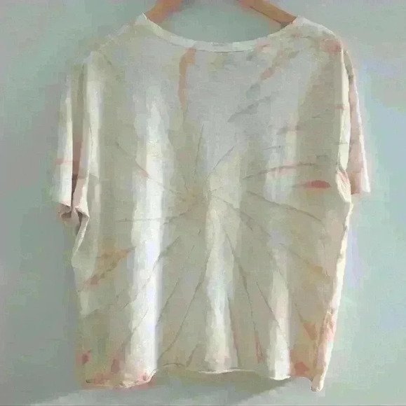 🌴2/$25BUFFALO | David Bitton Women's Peach Swirl Distressed Short Sleeved Shi… - Picture 4 of 4